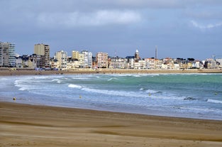 photo of beach of Les Sables d'Olonne, commune in the Vendée department in the Pays de la Loire region in western France.