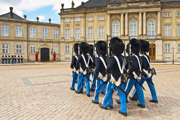 Royal Guard in Amalienborg Castle in Copenhagen in Denmark.