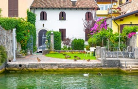 photo of an aerial panoramic view of the center of Salo on Lake Garda, Italy.