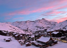 photo of an aerial morning view of Tignes Val Claret, France.