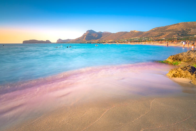 Photo of famous sandy beach of Falasarna at the north west of Chania, Crete, Greece.