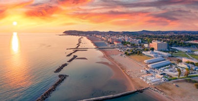 Photo of aerial view of Rimini city, Italy.