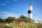 photo of the lighthouse of Lange Jan at the south cape of Swedish island Oland in the Baltic Sea.