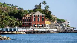 Photo of aerial view of Levanto or Levante, a beautiful fishing village in Liguria, Italy.