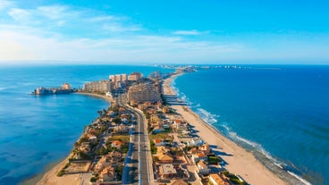 Photo of aerial view of the Torrevieja coastal city, Costa Blanca, province of Alicante, Spain.