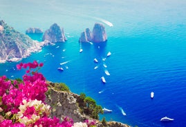 Photo of aerial view of Capri island in a beautiful summer day in Italy.