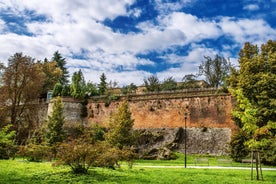 Photo of Lednice Chateau with beautiful gardens and parks on a sunny summer day, Czech Republic.