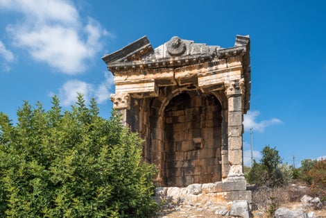 Photo of exterior view of Demircili Monumental tombs located in Demircili Village, Silifke ,Mersin, Turkey.