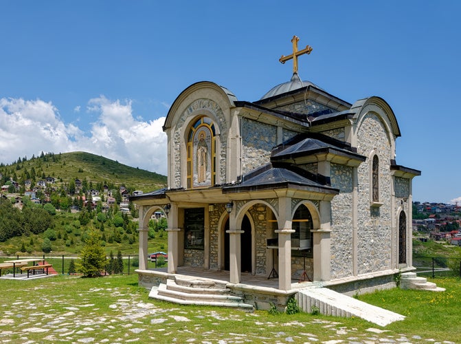 The Church St.Naum of Ohrid in city of Tetovo, Macedonia. It is built in the mountain Shar Planina above the city. It is Macedonian religious and cultural heritage.