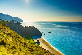 Photo of aerial panoramic view of Fuengirola city beach and marina, Fuengirola is a city on the Costa del Sol in the province of Malaga in the Andalusia, Spain.