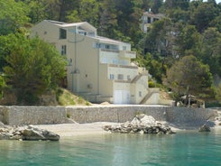 Photo of aerial view of gorgeous azure scene of summer Croatian landscape in Podgora, Dalmatia, Croatia.