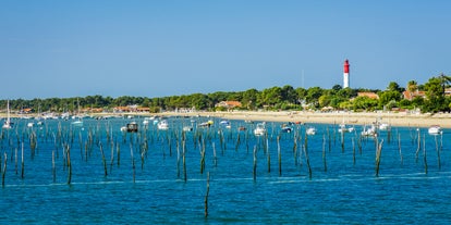 Photo of aerial view of Arcachon and Atlantic ocean, France.