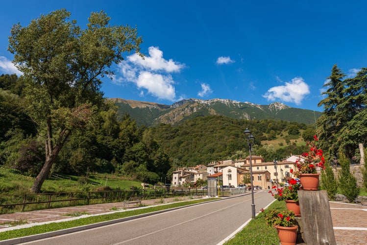 Photo of Baldo Mountain (Monte Baldo) in summer, east side, seen from the small village of Ferrara di Monte Baldo, Verona province, Italy.