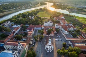 Panorama of Kaunas from Aleksotas hill, Lithuania.