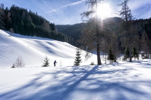 photo of beautiful view in Filzmoos at snowy winter in Austria.