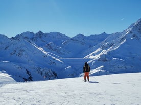 photo of an aerial view of Kühtai a small Alpine Village in Alps, Austria.