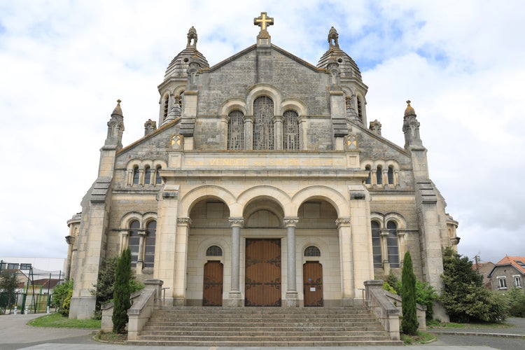 Photo of historic Sacré-Coeur church in downtown of La Roche-sur-Yon, Vendée, France.