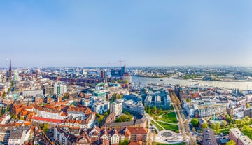 Photo of scenic summer view of the Old Town architecture with Elbe river embankment in Dresden, Saxony, Germany.