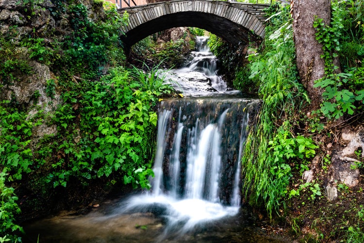 photo of view of Edessa waterfall and park, Greece.