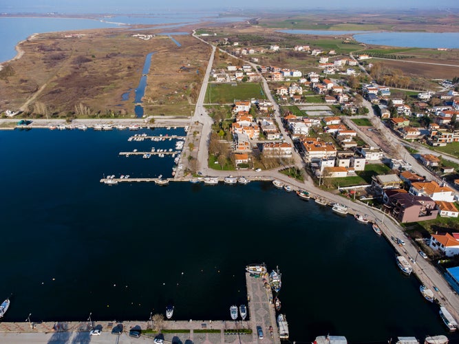 aerial shot of Komotini Fanari seaside village