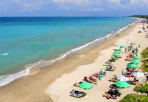 Photo of aerial view of Palaiokastritsa beach on Corfu islands, Greece.