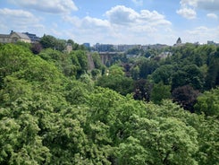 Luxembourg city, the capital of Grand Duchy of Luxembourg, view of the Old Town and Grund quarter on a sunny summer day.