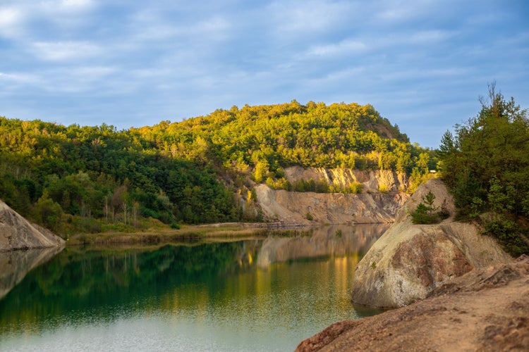 photo of view of Mine lake at Rudabánya, Hungary. Popular tourist area near Miskolc.