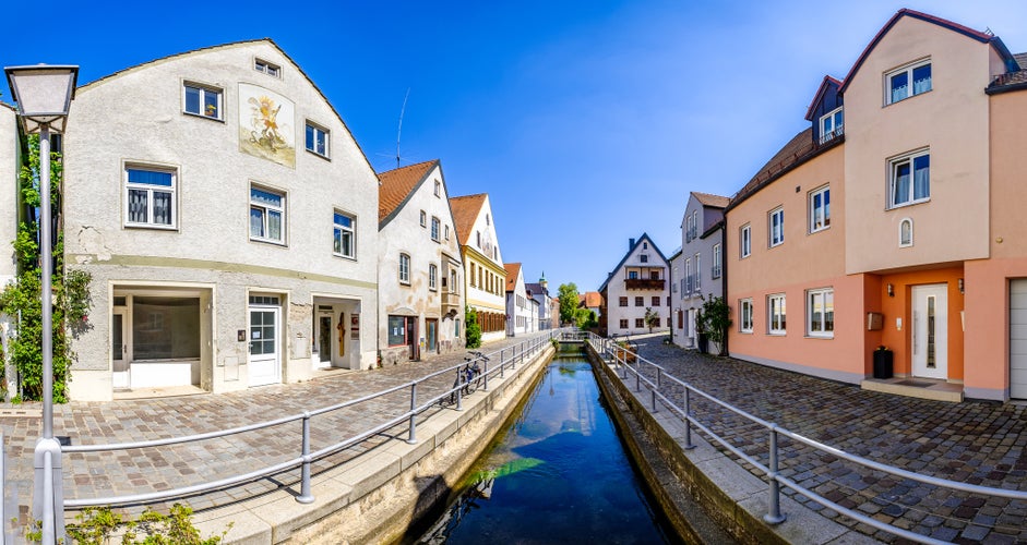 famous historic buildings at the old town of freising - bavaria