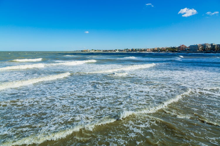 Waves on Adriatic sea in Barletta city, region Puglia, Italy