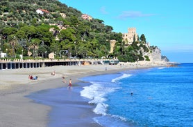 Photo of beautiful landscape of panoramic aerial view port of Genoa in a summer day, Italy.