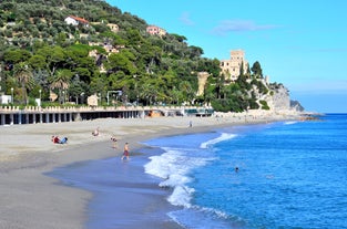 Photo of beautiful street and traditional buildings of Savona, Liguria, Italy.