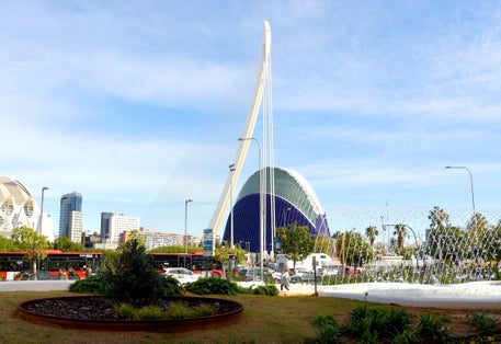 Photo of Oceanografic aquarium at Pont de l'Assut de l'Or bridge. El Palau de les Arts Reina Sofía and Opera house in City Of Arts and Sciences, Spain, Valencia