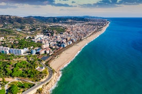 Photo of panoramic aerial view of beautiful Blanes in Costa Brava on a beautiful summer day, Spain.