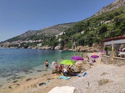 Photo of panoramic aerial view of the old town of Dubrovnik, Croatia seen from Bosanka viewpoint on the shores of the Adriatic Sea in the Mediterranean Sea.