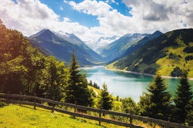 photo of an aerial view of winter resort Mayrhofen, Austria.