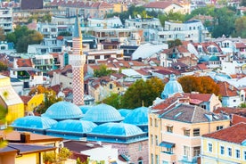 Photo of aerial view of Velingrad  town in Pazardzhik Province, Southern Bulgaria.