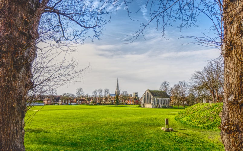 Priory Park Chichester, with Priory and Cathedral