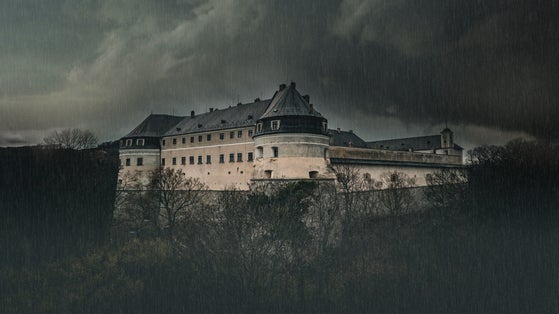 Červený Kameň Castle at the foot of the Malé Karpaty mountain range. Slovakia