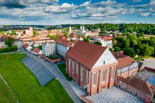 Panorama of Kaunas from Aleksotas hill, Lithuania.