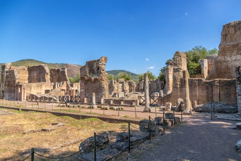 Tivoli, Italy. View of the ruins of the Golden Square at Villa Adriana. UNESCO list.