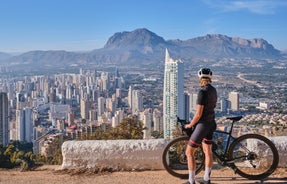 Photo of aerial view of Benidorm and Levante beach in Alicante Mediterranean of Spain.