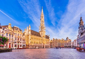 Brussels, Grand Place in beautiful summer sunrise, Belgium