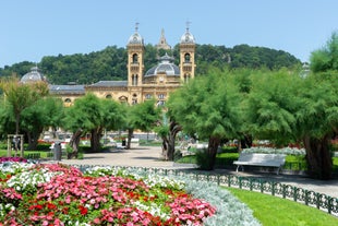 Photo of aerial view of beautiful landscape of Zaragoza, Spain.