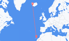 Flyrejser fra Las Palmas, Spanien til Reykjavík, Island