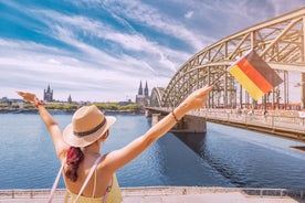 Photo of scenic summer view of the German traditional medieval half-timbered Old Town architecture and bridge over Pegnitz river in Nuremberg, Germany.