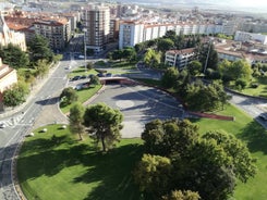 Photo of the aerial view of Plaza de Toros in Pamplona, the capital of Navarre province in northern Spain.