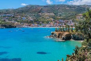 Photo of aerial view of the old Venetian harbor of Rethimno, Crete, Greece.