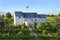 Photo of aerial view of Jelling Church in Jelling village, Jutland, Denmark.