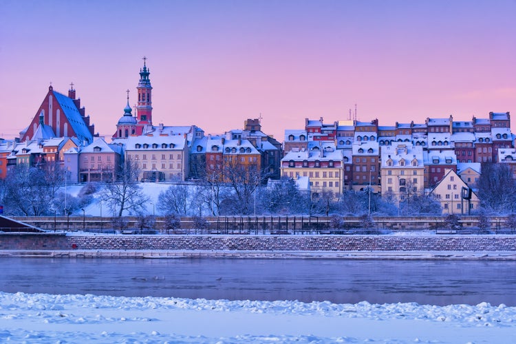 City of Warsaw in Poland on winter dawn, skyline of the Old Town.jpg