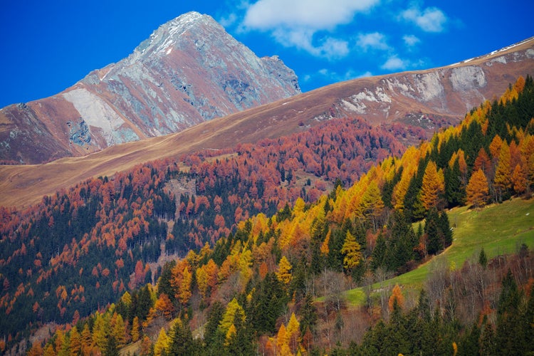 PHOTO OF VIEW OF East Tirol in autumn. Lienz town locality, Austria.